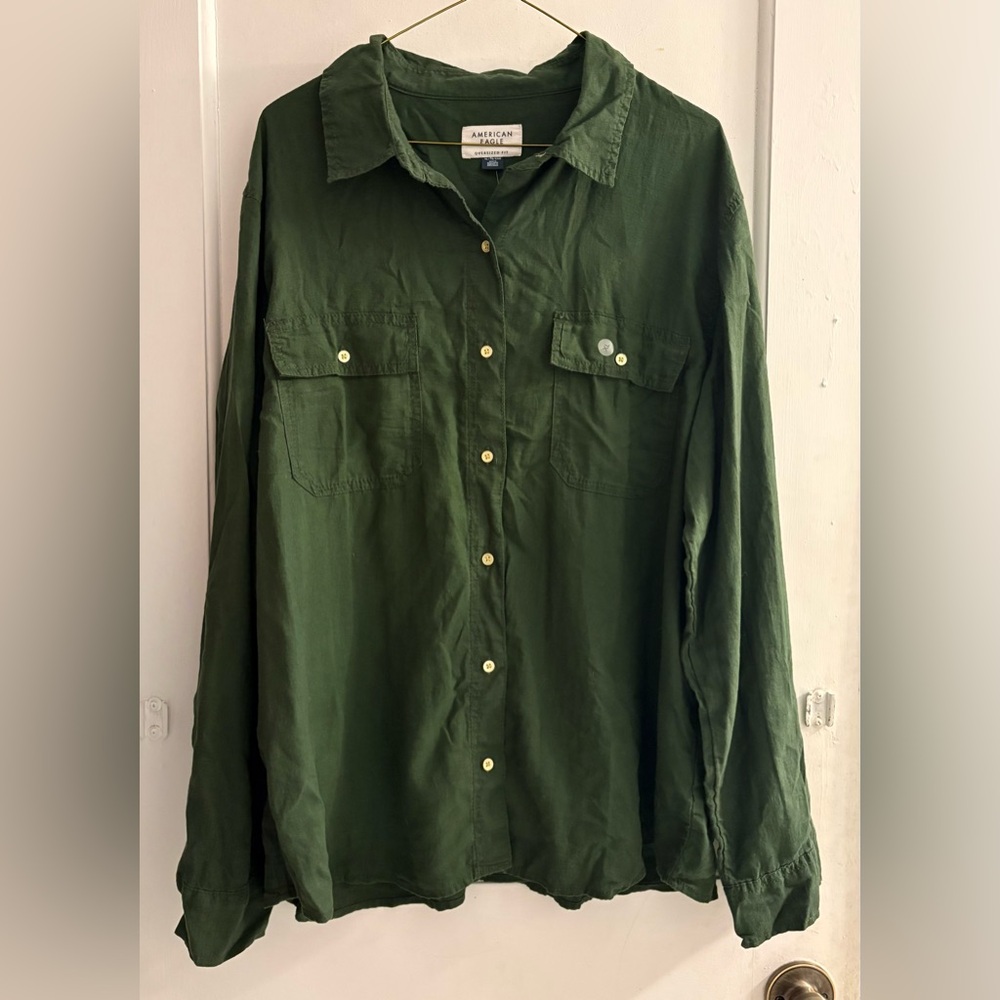 American Eagle Button Down Oversized Fit Linen Bl… - image 1